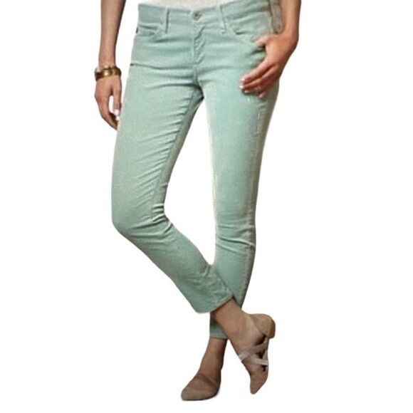 AG Women’s The Stevie Slim Straight Corduroy Pants Mint Green Size 29R - Picture 1 of 10